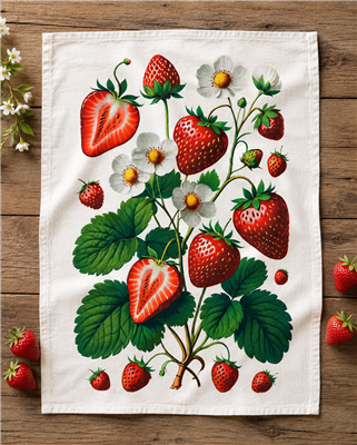 Strawberry Harvest Flour Sack Tea Towel