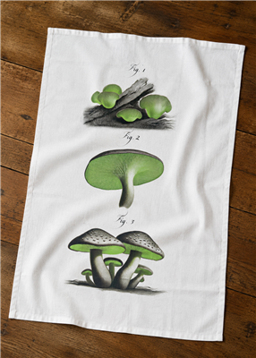 Bioluminescent Mushrooms Flour Sack Tea Towel