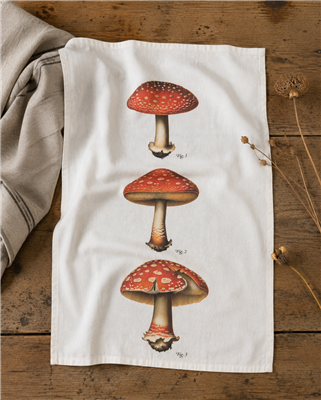 Amanita Mushrooms Flour Sack Tea Towel