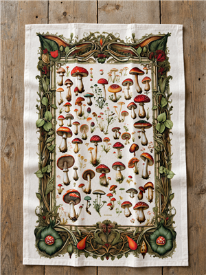 Tea Towel Art Nouveau Mushroom