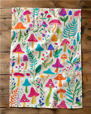 Tea Towel Colorful Mushroom