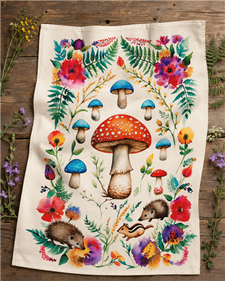 Tea Towel Watercolor Fungi