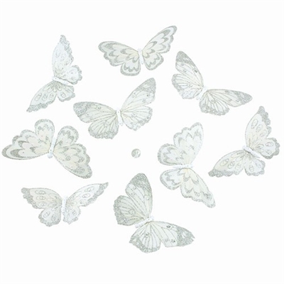 White Silver Glitter Butterfly Garland