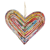 Recycled Magazine Heart Ornament