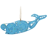 Recycled Magazine Whale Ornament