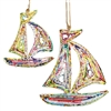 Recycled Magazine Sail Boat Ornament