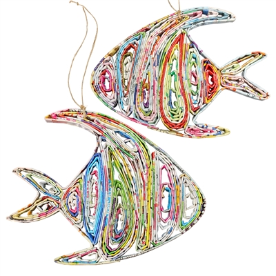 Recycled Magazine Fish Ornaments