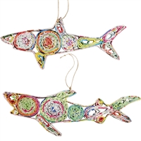 Recycled Magazine Shark Ornament