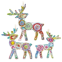 -Recycled Magazine Reindeer Ornaments Asst 1Dz