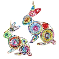 Recycled Magazine Rabbit Ornament