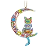 Recycled Magazine Cat & Moon Ornament