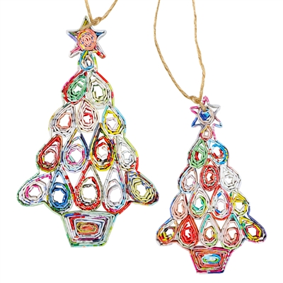 Recycled Magazine Christmas Tree  Ornaments
