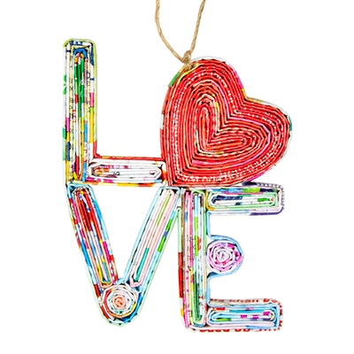 Recycled Magazine Love Heart Ornament