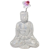 Dhyana Buddha Bud Vase Ceramic Iridescent Gray