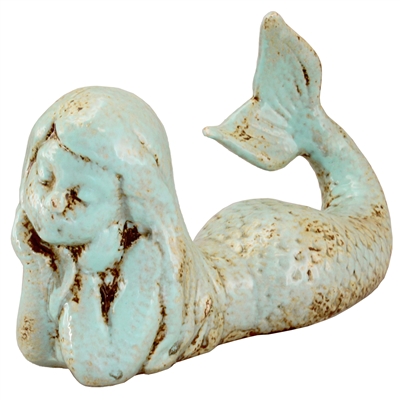 Shoalie Mermaid Statue Antique Cyan