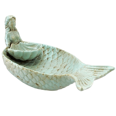Junonia Mermaid Serving Bowl Antique Cyan