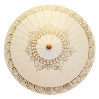 Gold Tibetan Flame Antique White Canvas Parasol