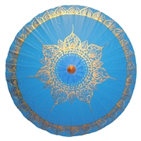 Gold Tibetan Flame Blue Parasol Canvas