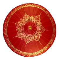 ADS-Gold Tibetan Flame Raspberry Canvas Parasol